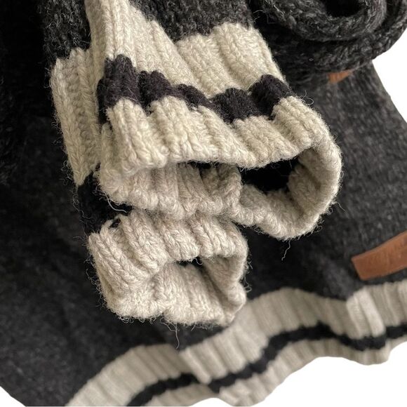ROOTS CABIN Men’s Wool Chunky Knit Pullover Sweater Elbow Patches Black Grey M - Picture 8 of 8